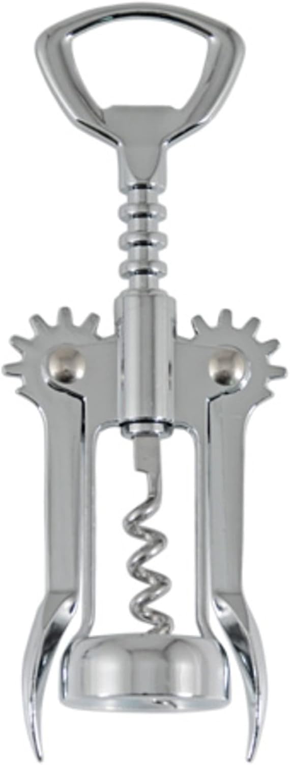 True Soar Winged Corkscrew Wine Opener, Multi-Purpose Bottle Opener for Beer and Soda, Stainless Steel with Chrome Finish, Easy to Remove Cork for Bartenders, Home Bar, Kitchen, Set of 1, Blue