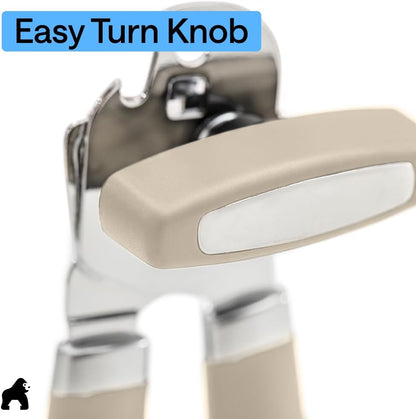 GORILLA GRIP Heavy Duty Stainless Steel Smooth Edge Manual Can Opener and Bottle Openers, US Designed, Soft Comfortable Handle, Oversized Handheld Turn Knob, Multifunctional Kitchen Tool, Black