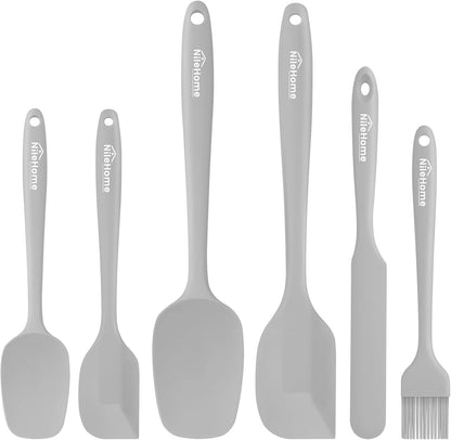 NileHome Silicone Spatula Set, 5 Pieces Food Grade Kitchen Utensils with Silicone Brush Heat Resistant BPA-free Rubber Spatula for Scraping, Baking, Cooking, Mixing—Black