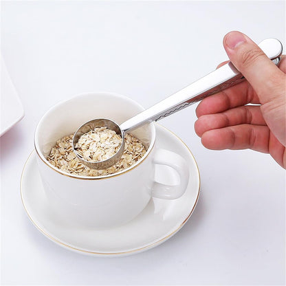 Coffee Scoop, Stainless Steel Silver Multi Function Measuring Spoon, Great Measuring Coffee, Tea, Protein Powder, Instant Drinks, Perfect Coffee Spoon Bag Clip
