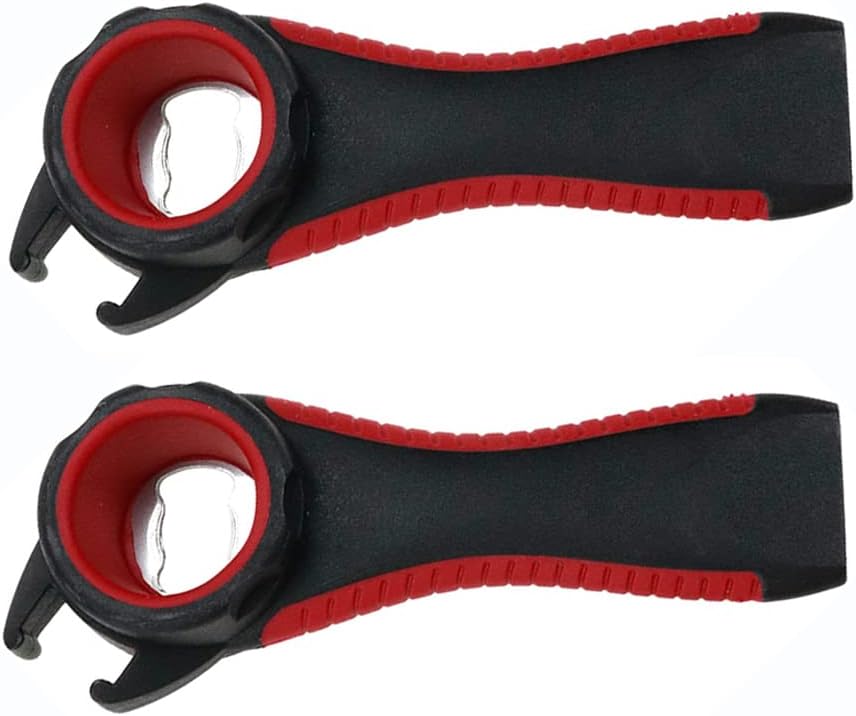 2 pack 5-in-1 Multi Function Plastic Grip Bottle Opener- Easily Opens Twist Caps, Bottle Caps, Canning Lids and Can Tabs (White)