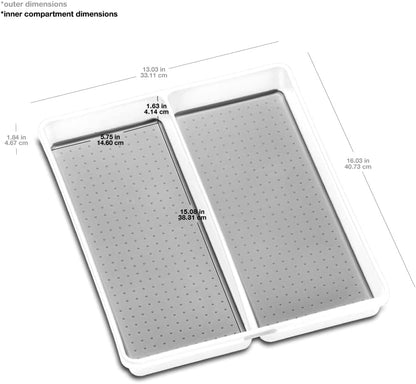 madesmart Premium Small Utensil Tray, Deep Storage for Ladles, Whisks & Serving Tools, Non Slip Lining, for Drawers & Home Organization, White