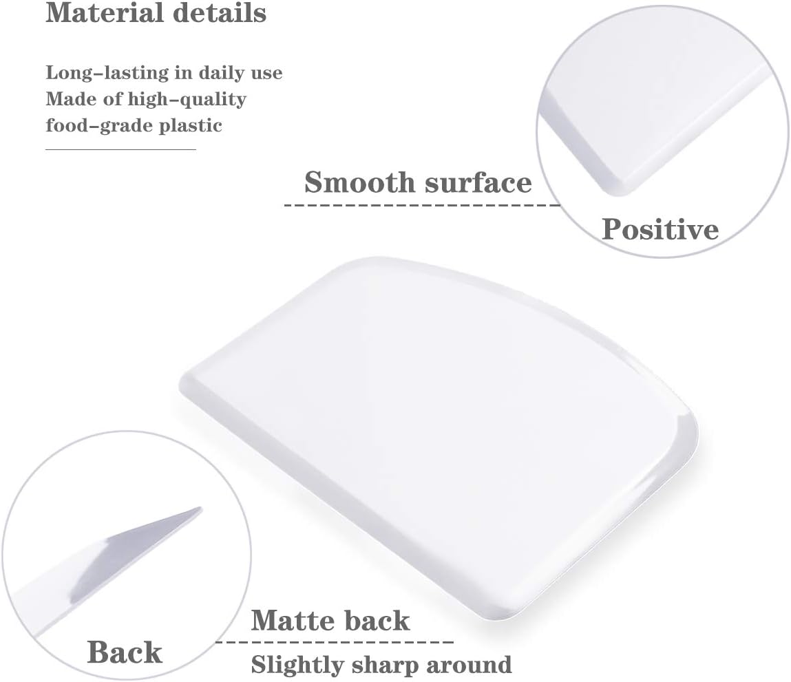 DOERDO Flexible Food Safe Plastic Dough Scraper,for Food Cutting and Cleaning,Multipurpose Food Scrappers(White,3PCS)