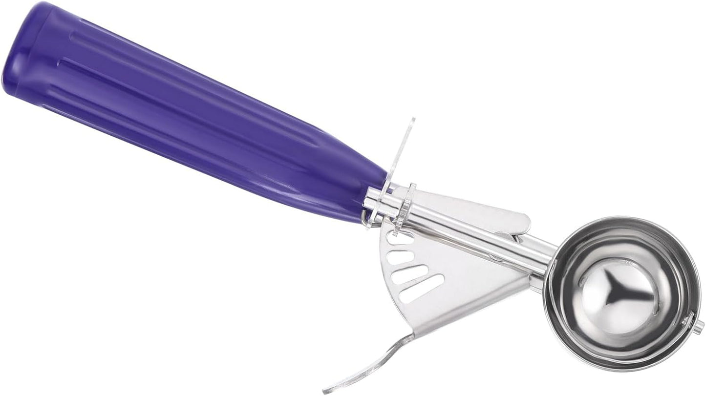 PATIKIL 3/4 Ounce Ice Cream Scoop with Trigger, Stainless Steel Portion Cookie Scoop with Thumb Trigger for Cookie Dough Cupcake Batter Baking, Purple 22ML