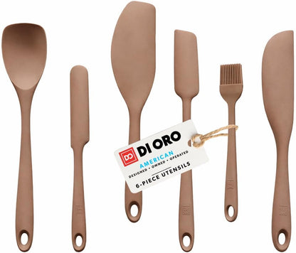 All New DI ORO 6-Piece Silicone Spatula Set - Rubber Kitchen Utensils for Baking, Cooking & Mixing - Heat-Resistant 600°F BPA Free Spatulas for Nonstick Cookware - Dishwasher Safe (Black)