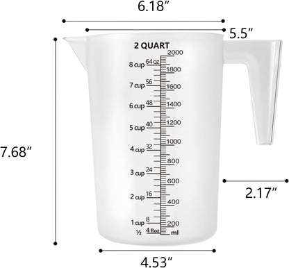 Laser-Etched Measuring Cup Set, 16 oz & 1 Cup Clear Plastic Liquid Measuring Cups, Permanent oz/cup/Tbsp/mL Markings, Food-Grade for Baking & Cooking
