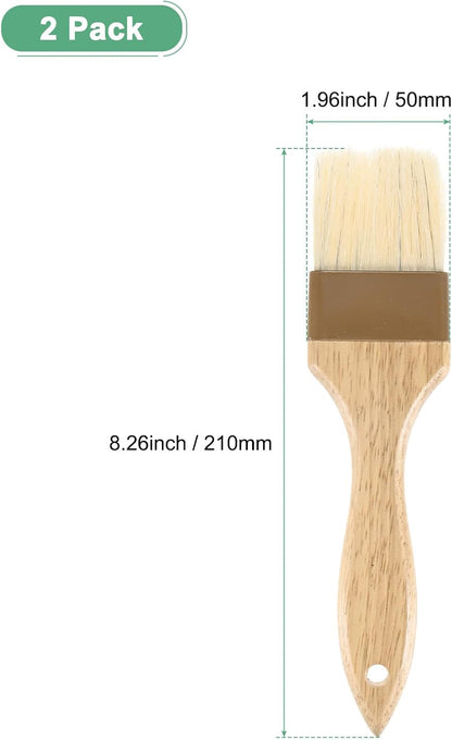 M METERXITY 2-Pack Pastry Brush, Wooden Handle Natural Bristle Basting BBQ Oil Brush for Cooking/Barbecue/Kitchen [3"]