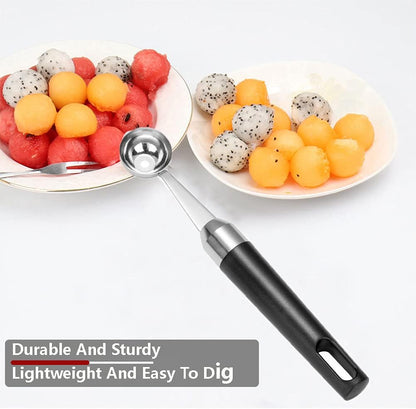 Melon Ballers Scoop Set,Canteloupe Ice Cream Candy Watermelon Kiwi Stainless Steel Baller Spoon,DIY Fruit Platter Ball Tool Scooper,Different Sizes 1.18/0.98-Inch (2 Pcs）