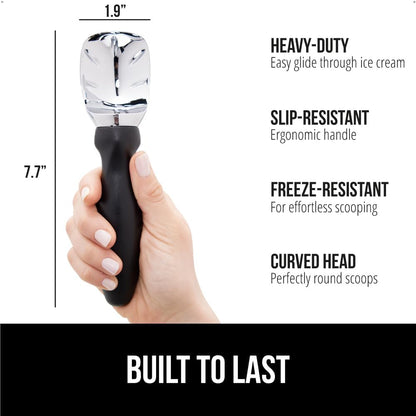 GORILLA GRIP® Heavy Duty Ice Cream Scoop, BPA-Free, Dishwasher Safe, Comfortable Zinc Alloy Handle, Professional Scooper for Hard Gelato, Sorbet, Cookie Dough, Melon, Round Cones, Kitchen Tool, Blue