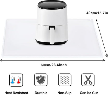 Standard Silicone Mat,Black Baking Mat-Food Grade Kids Dinner Table Placemat Non Slip Counter Mat with Raised Edges Heat Resistant Mat for Air Fryer Nonstick Pastry Dough Mat(1 Pack 23.6'' x 15.7'')