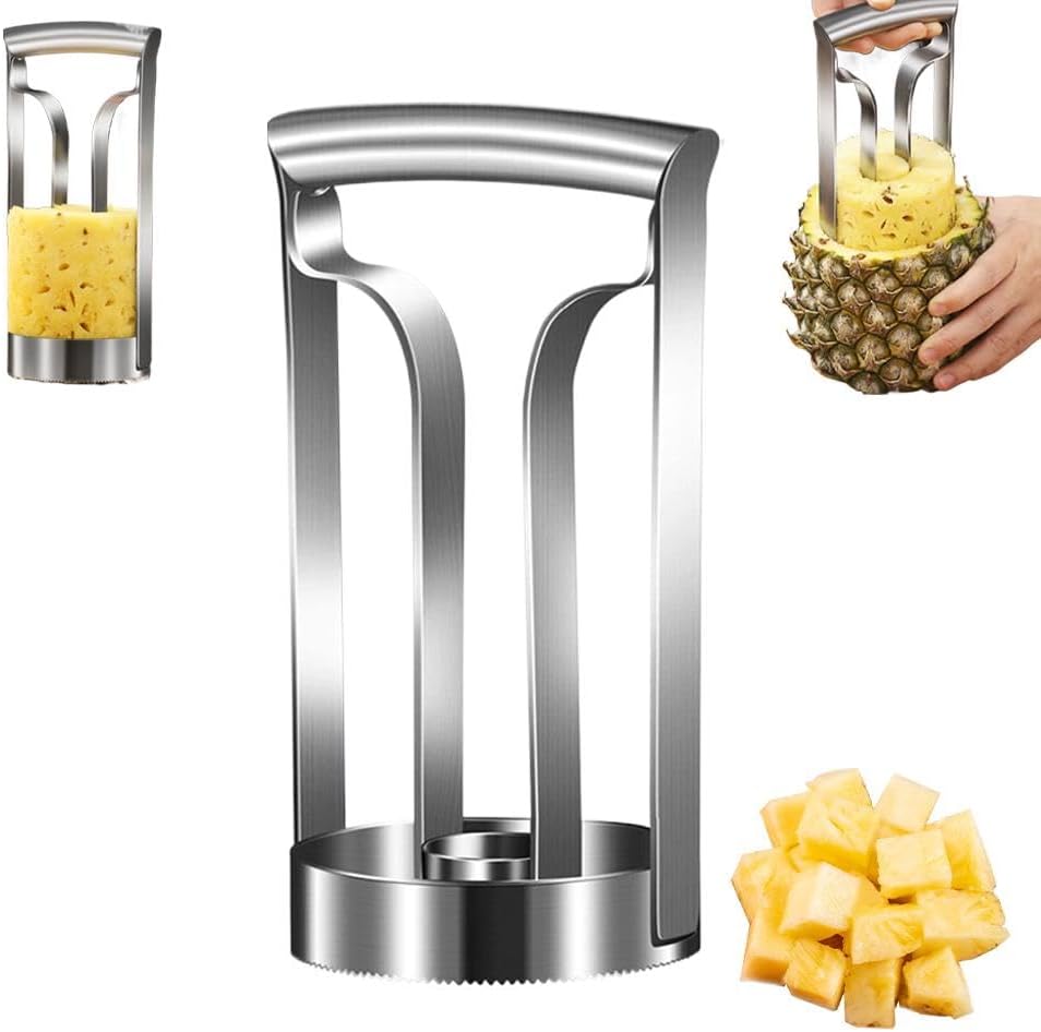 Stainless Steel Pineapple Corer and Slicer 2-in-1 - Professional Pineapple Cutter Tool with Non-Slip Handle, Effortless Peeling for Fresh Pineapples, Dishwasher Safe, Kitchen Essential