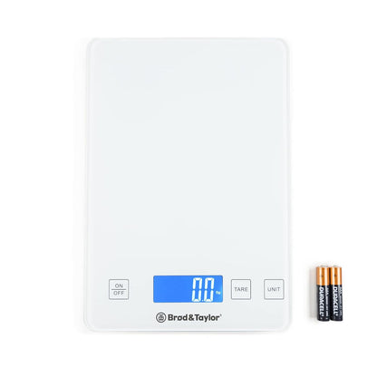 Brod & Taylor High Capacity Baking & Kitchen Scale (Weighs up to 33lbs/15kg of Ingredients), 1-Gram Precision, Five Unit Options, 5-Minute Display, Batteries Included