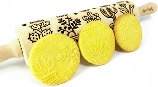 SAKURA TREE Embossing Rolling Pin with Blooming Sakura Flowers Pattern. Dough and Clay Roller for Embossed Cookies Fondant Pottery. Cookie and Ceramic Stamp. Backing Gifts for Women by Algis Crafts