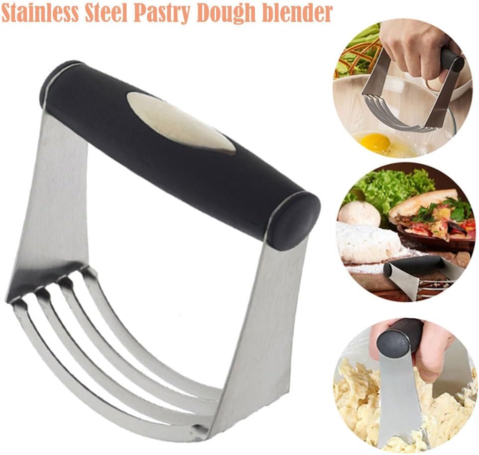 TopHomer Multi-Function Pastry Dough Blender with Non-Slip Handle, Stainless Steel Sharp Thick Blade for Mixing and Cutting Food, Easy to Clean