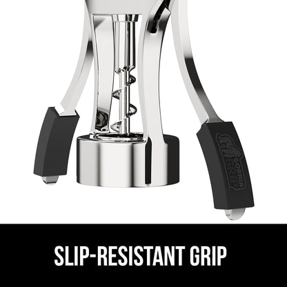 GORILLA GRIP BPA-Free Premium Wine Opener, Easy to Use Smooth Zinc Alloy Wing Corkscrew, Multifunctional Bottle Openers Remove Corks, Caps, Sharp Cork Screw, Dishwasher Safe, Bar Essentials, Black