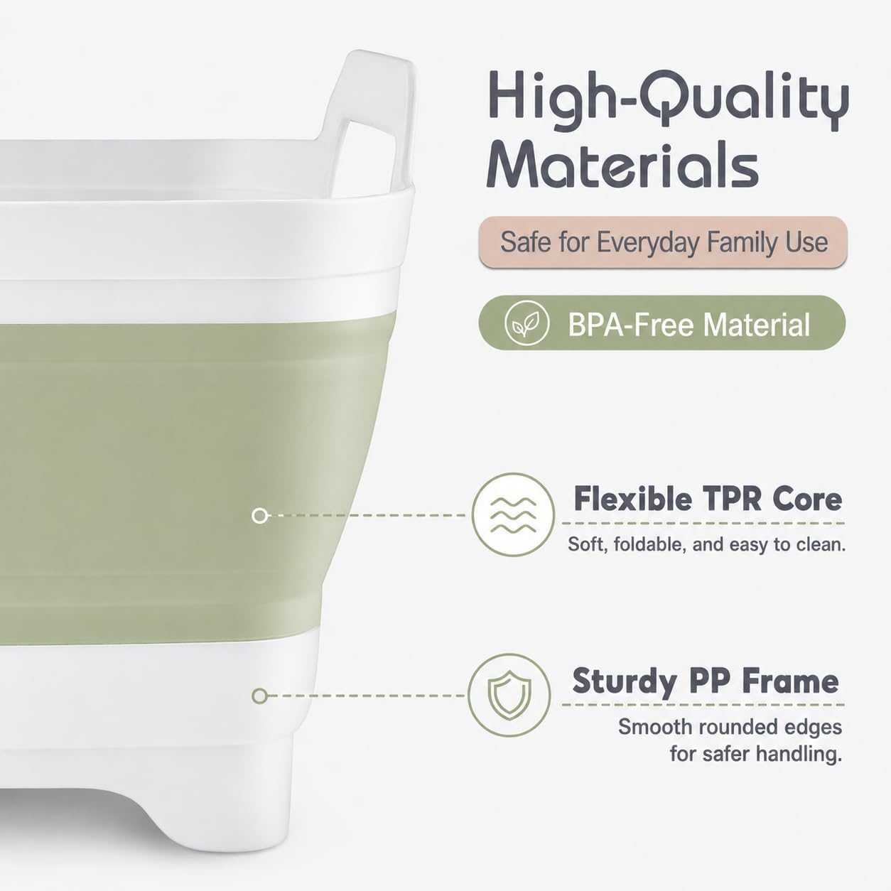 2.4 Gal(9L) Collapsible Dish Basin with Drain Plug, Space Saving Outdoor Multiuse Foldable Sink Tub, Dishpan, Kitchen Storage Tray for Camping, Vegetable Washing, RV (Gray)