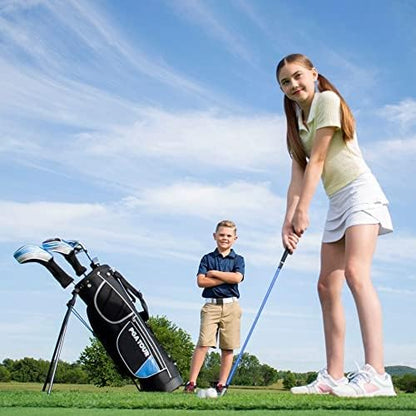 PGA Tour Youth Golf Club Set for Ages 8-12 & 12+ (4’8”–5’10”), Right and Left-Handed Kids Golf Sets – Beginner Junior Golf Clubs with Lightweight Stand Bag, Mallet Putter, Hybrid, Driver