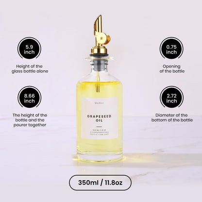 Molimoli - Premium Olive Oil Dispenser Bottles for Kitchen with Pourer - Oil and Vinegar Dispenser Set, Glass Dispenser for Kitchen, Dispenser Bottle of 350ml - Set of 2