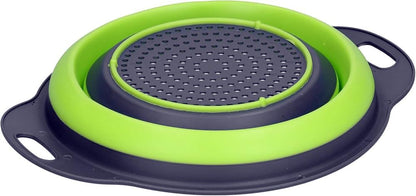 Collapsible Silicone Colander Strainer - Round - Green and Gray