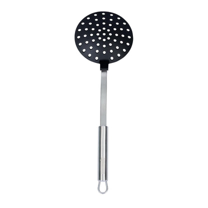 Restaurantware Stainless Steel Skimmer Spoon - German Standard Spoon Spider Strainer, Ergonomic Handle, Dishwasher Safe, Heat Resistant - Slotted Skimmer Colander for Cooking, Frying