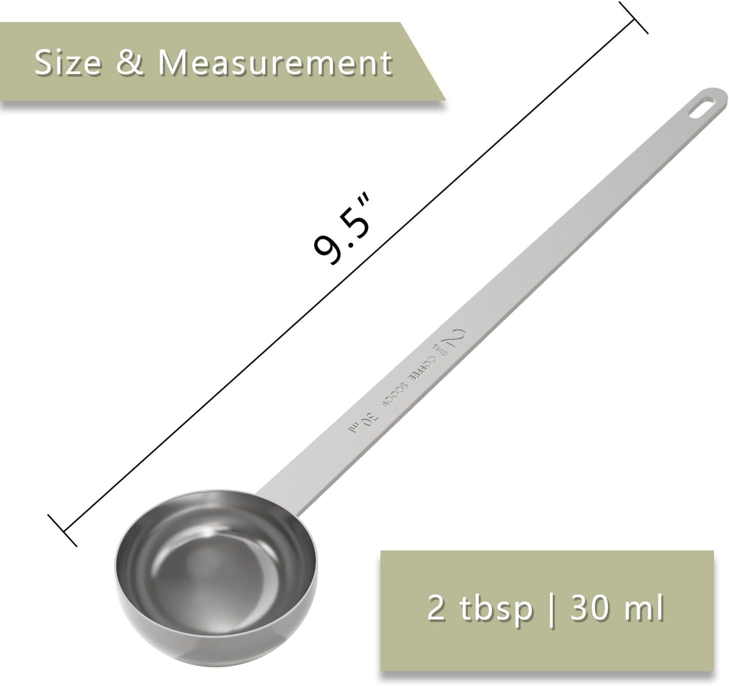 LEIFENY 1PCS 1 Teaspoon Coffee Scoop, 9" Long Handle Measuring Spoon, 1tsp (5 ml) Stainless Steel Scooper