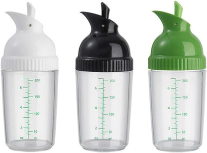 Wokyo Salad Dressing Shaker, Homemade Salad Dressing Bottle Mixer Measure Dripless Pour, Leak-free, Soft Grip, Dishwasher Safe BPA Free (Green)