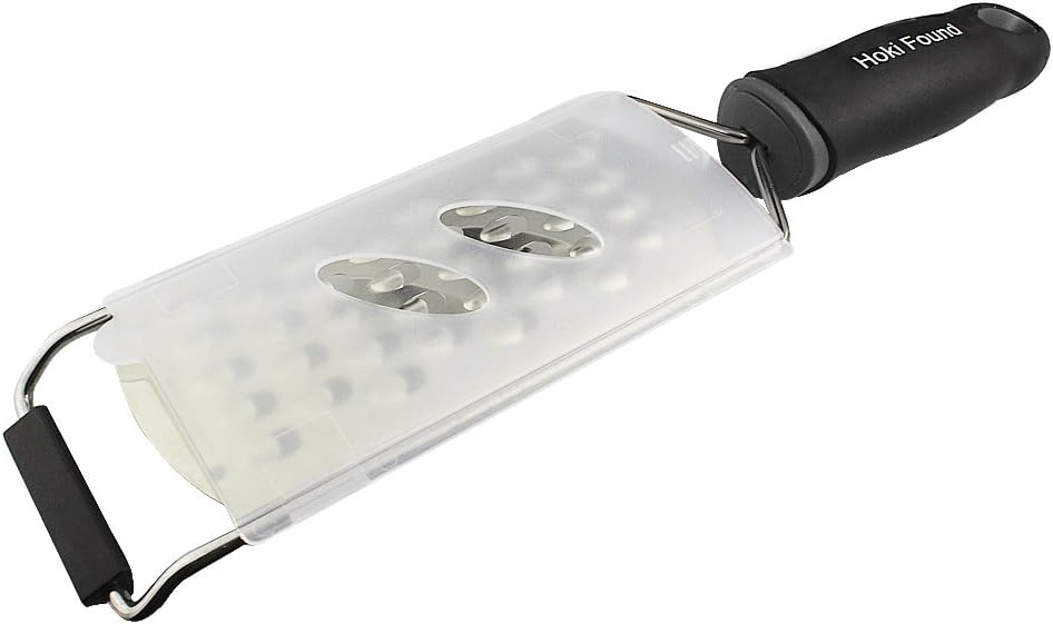 Hoki Found Stainless Steel Coarse Cheese Shredder - Zester, Vegetable & Fruit Grater - Black