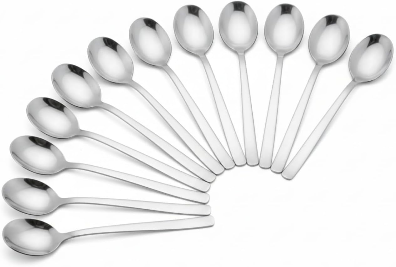 Mini Stainless Steel Spoons Set - 12Pcs Tiny Spice Scoops for Salt, Pepper, Sugar, Honey & Coffee - 3.5" Food-Grade 304 Condiment Spoons (Silver)
