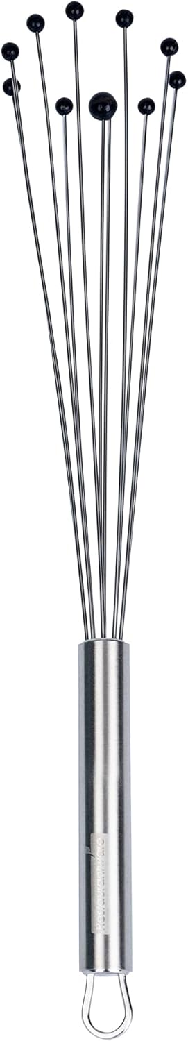 Restaurantware 10.5 in Stainless Steel Ball Whisk - German Standard Egg Beater with Ergonomic Handle, Dishwasher Safe - Manual Mixer Cooking Whisk for Baking, Stirring, Sauces, Beating