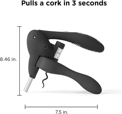 Rabbit Original Lever Corkscrew Wine Opener with Foil Cutter and Extra Spiral (Silver)