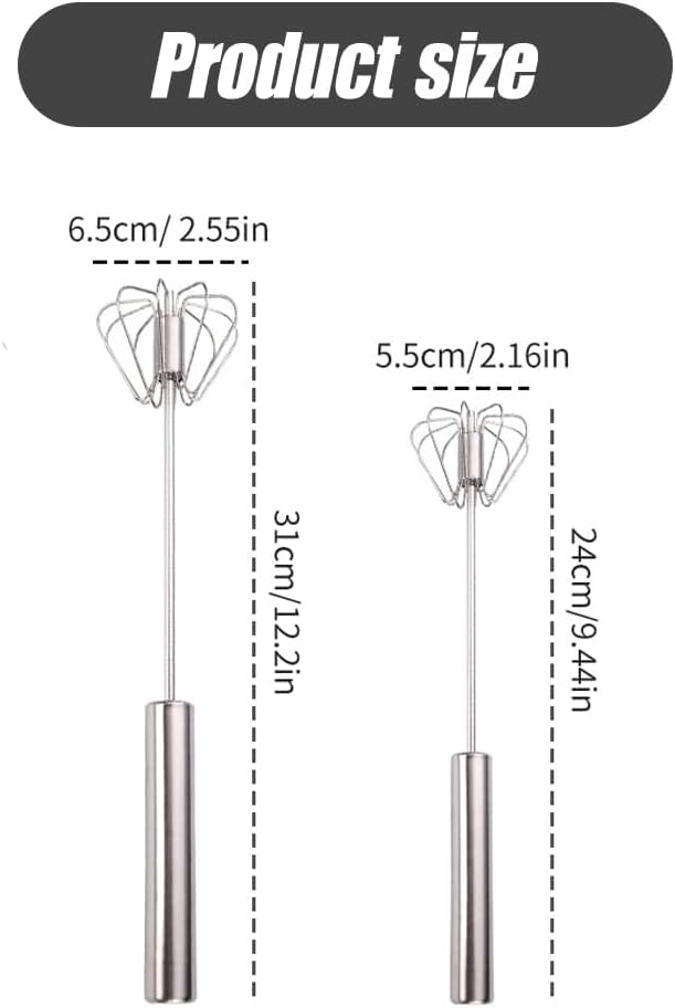 Stainless Steel Semi-Automatic Whisk, 2025 New Egg Whisk Hand Push Rotary Blender, Manual Mixer Stirrer Kitchen Tool for Blending, Whisking, Beating, Stirring (10in)