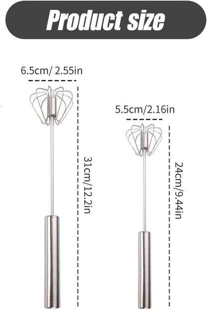 Stainless Steel Semi-Automatic Whisk, 2025 New Egg Whisk Hand Push Rotary Blender, Manual Mixer Stirrer Kitchen Tool for Blending, Whisking, Beating, Stirring (10in)