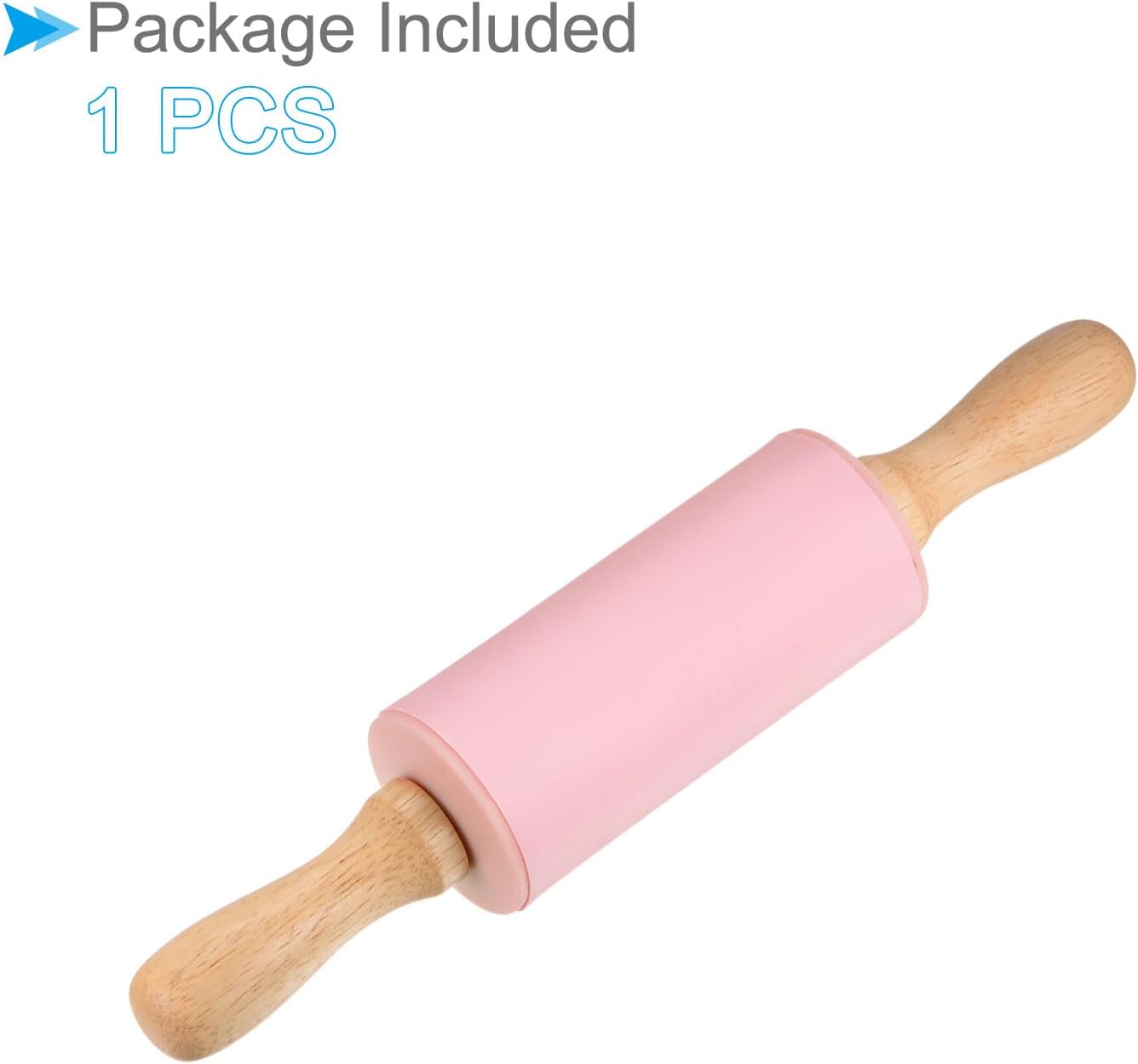 Silicone Rolling Pins, 17" Length, Silicone & Oak Non-Stick Ergonomic Wooden Handle Fondant Dough Roller Pink - (Applications: for Baking DIY Projects)