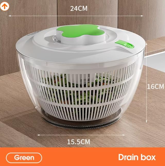 BREZINA Salad Spinner 6.3 QT with Easy Push Handle & Brake – Large Lettuce Dryer & Vegetable Washer, One-Handed Operation, BPA-Free Bowl & Colander for Salad, Fruits & Herbs – White