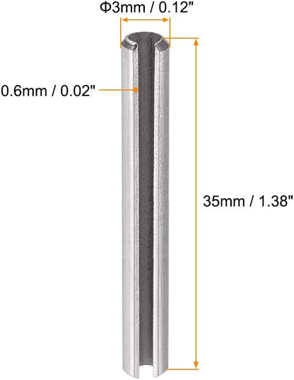 uxcell Slotted Spring Pin - M4 x 30mm 304 Stainless Steel Split Spring Roll Dowel Pins Plain Finish 20Pcs