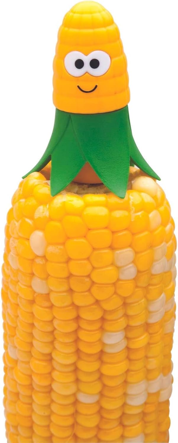 Joie Corn Cob Stripper, Durable Stainless Steel Blades, Secure Contoured Grip, Compact Peeler Cuts in Both Directions to Remove Kernels, Cute Kitchen Gadget, Great Canning Tool