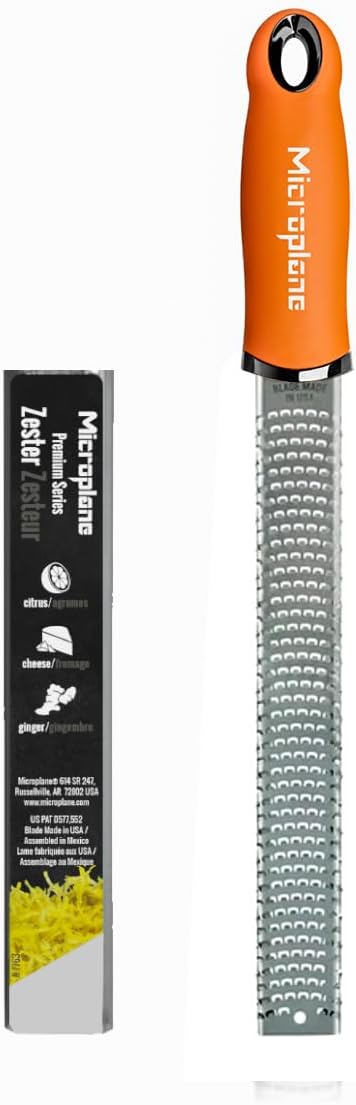 Premium Classic Series Zester - Pomegranate Red | Lemon Zester tool, Hard Cheese & Vegetable Grater | For Citrus, Parmesan Cheese, Garlic, Ginger, Nutmeg | Fine Stainless Steel Blade, Made in USA