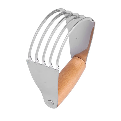 Stainless Steel Heavy Duty Dough Blender and Pastry Cutter Professional Kitchen Baking Tool for Flaky Pastries and Crispy Crusts (Wood Color)