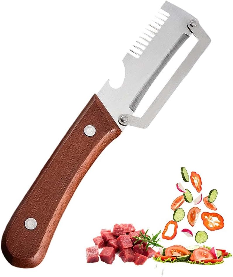 Premium Vegetable Peeler, Multi-Functional Vegetable Peeler with Wooden Handle and Bottle Opener, Kitchen Gadgets Tool for Fruit Pumpkin Peeling Carrot Potato Veggie Peeler (2PCS)
