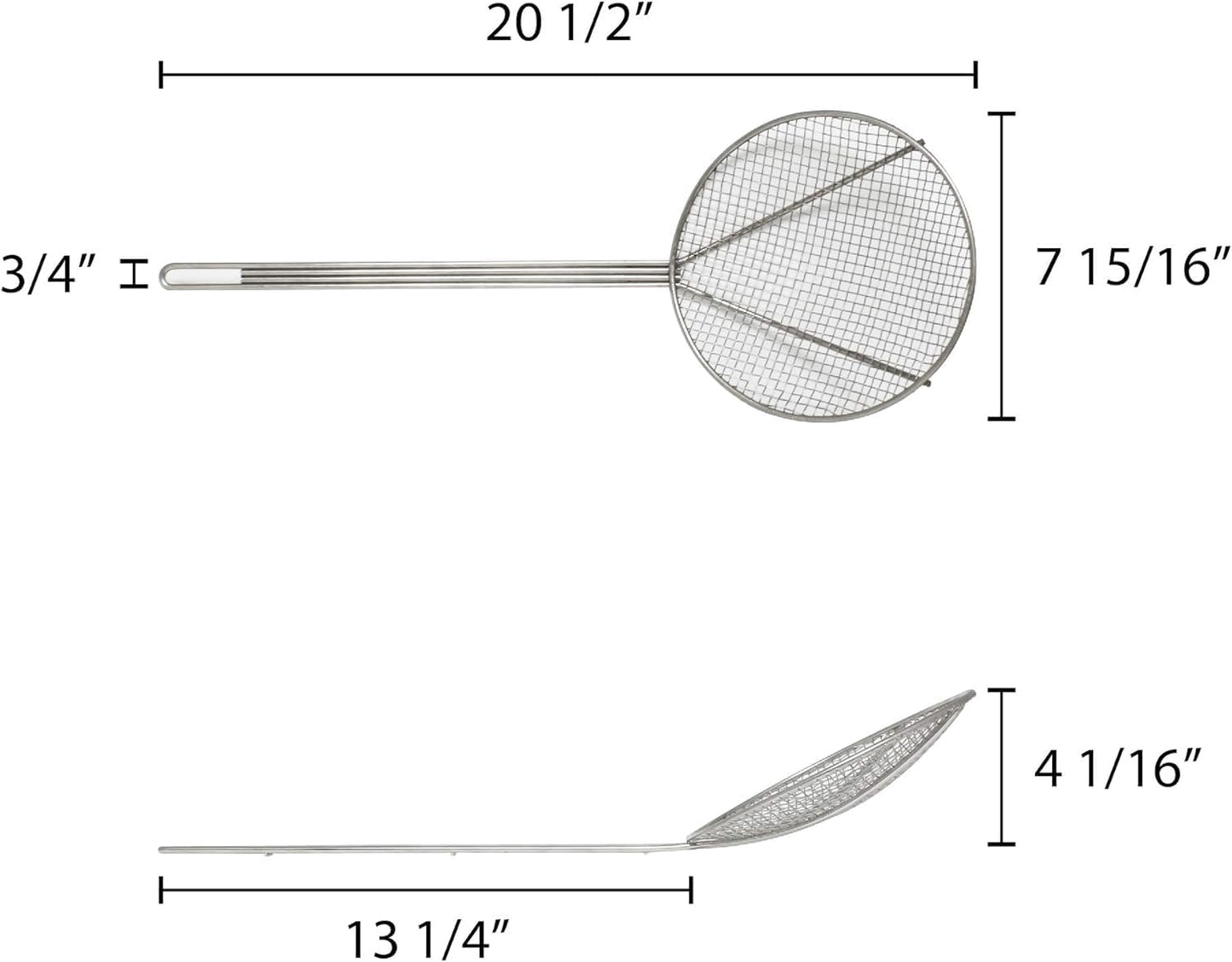 TrueCraftware- 6-Inch Round Wire Skimmer 13" Handle Length Nickel Plated - Kitchen Utensil Food Strainer Skimmer Spoon for Cooking Sieve Sifters Rice Quinoa Pasta Fruits Vegetables etc.