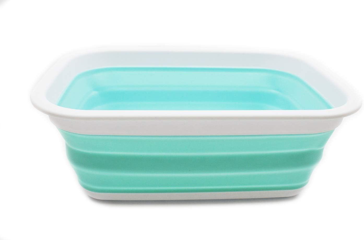 SAMMART 9.2L (2.37Gallon) Collapsible Wash Basin - Foldable Outdoor Picnic Basket - Portable Plastic Tub - Space Saving Storage Container with Size : 15.3 x 11.2 x 5.5/1.5" (M, Gray)