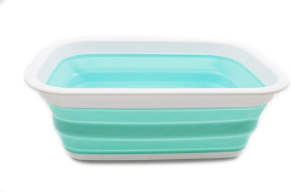 SAMMART 9.2L (2.37Gallon) Collapsible Wash Basin - Foldable Outdoor Picnic Basket - Portable Plastic Tub - Space Saving Storage Container with Size : 15.3 x 11.2 x 5.5/1.5" (M, Gray)