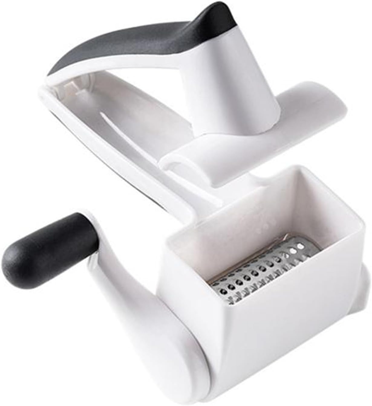 Classic Rotary Cheese Grater,Hand Crank Cheese Shredder- Vegetable, Chocolate, Hard Cheese & Nut Grater – White