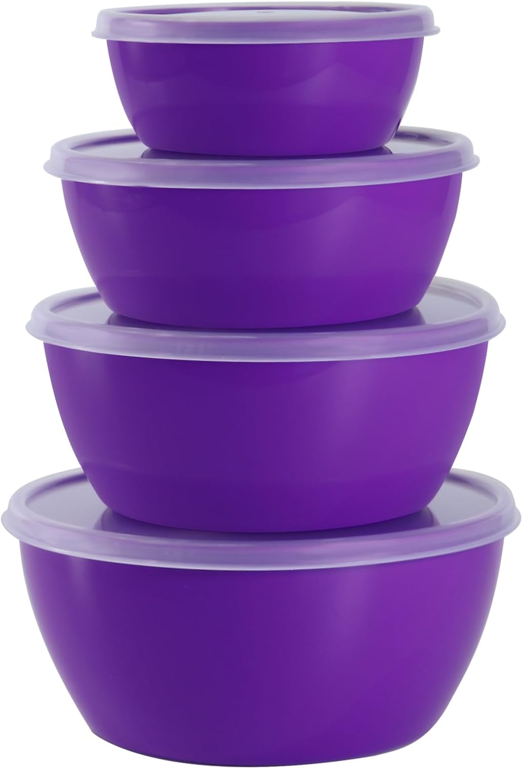 4-Piece Classic Plastic Prep Bowls with Lids, Nesting Plastic Small Mixing Bowl Set for Mixing, Baking, Prepping, Cooking and Serving Food, Microwave and Dishwasher Safe