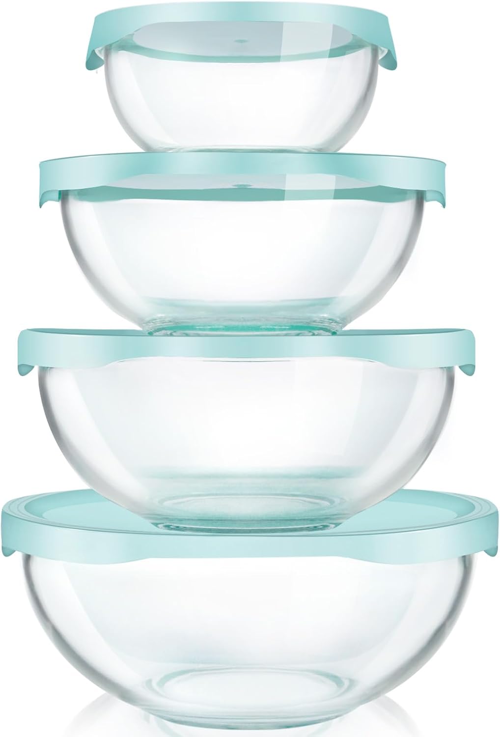 Luvan Glass Mixing Bowls with Lids Set(4.5QT, 2.7QT, 1.1QT)-Large Glass Mixing Bowls, Clear Salad Bowl for Baking, Cooking, Serving, Food Prep, 3PC Nesting Bowls for Kitchen Storage & Dishwasher Safe