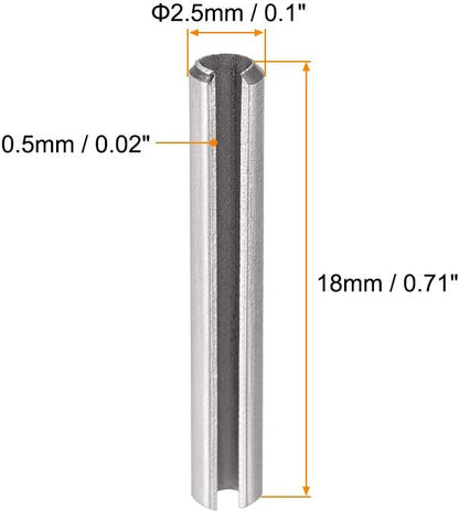 uxcell Slotted Spring Pin - M4 x 30mm 304 Stainless Steel Split Spring Roll Dowel Pins Plain Finish 20Pcs