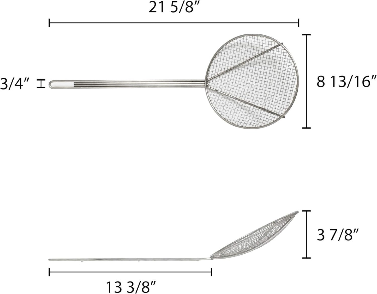 TrueCraftware- 6-Inch Round Wire Skimmer 13" Handle Length Nickel Plated - Kitchen Utensil Food Strainer Skimmer Spoon for Cooking Sieve Sifters Rice Quinoa Pasta Fruits Vegetables etc.