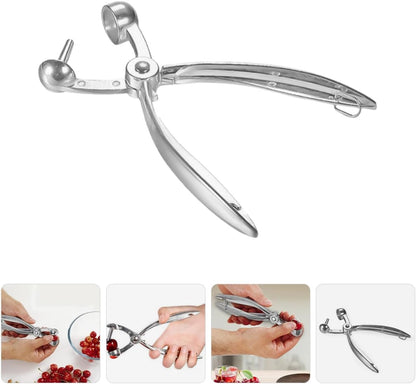 SEWACC Cherry Pitter Tool Stainless Steel Olive and Red Date Pit Remover Multifunctional Kitchen Corer for Cherries, Dates, and Olives, Sturdy Fruit Deseeder for Home Cooking