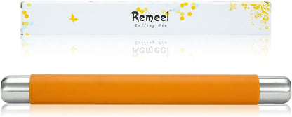 Rolling Pin Dough Roller for Baking with Thickened Non Stick Silicone Metal Handle Rolling Pin Stainless steel Fondant Roller Pin Cookie Pastry Kitchen Accessories 13.8 X 1.5 Inches