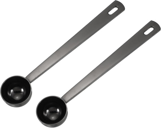 uxcell Measuring Spoon, 15ml Long Handle Table Scoop Teaspoon Coffee Scoop Spoon for Ground Coffee Tea Sugar Cooking Baking, Black